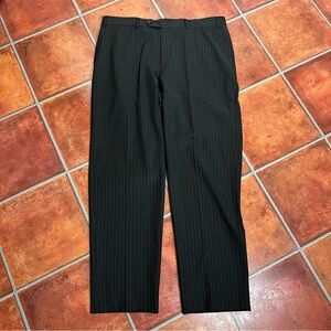 Canali Virgin Wool Pants in Black Pinstripe